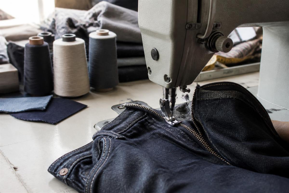 Denim alteration on a work surface